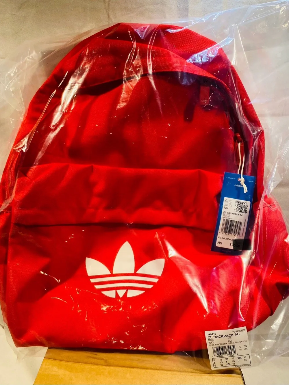 ADIDAS Red Backpack with White Logo - UNISEX